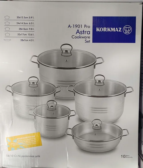 سرویس قابلمه کرکماز 10 مدل آسترا تمام استیل(ارسال رایگان)